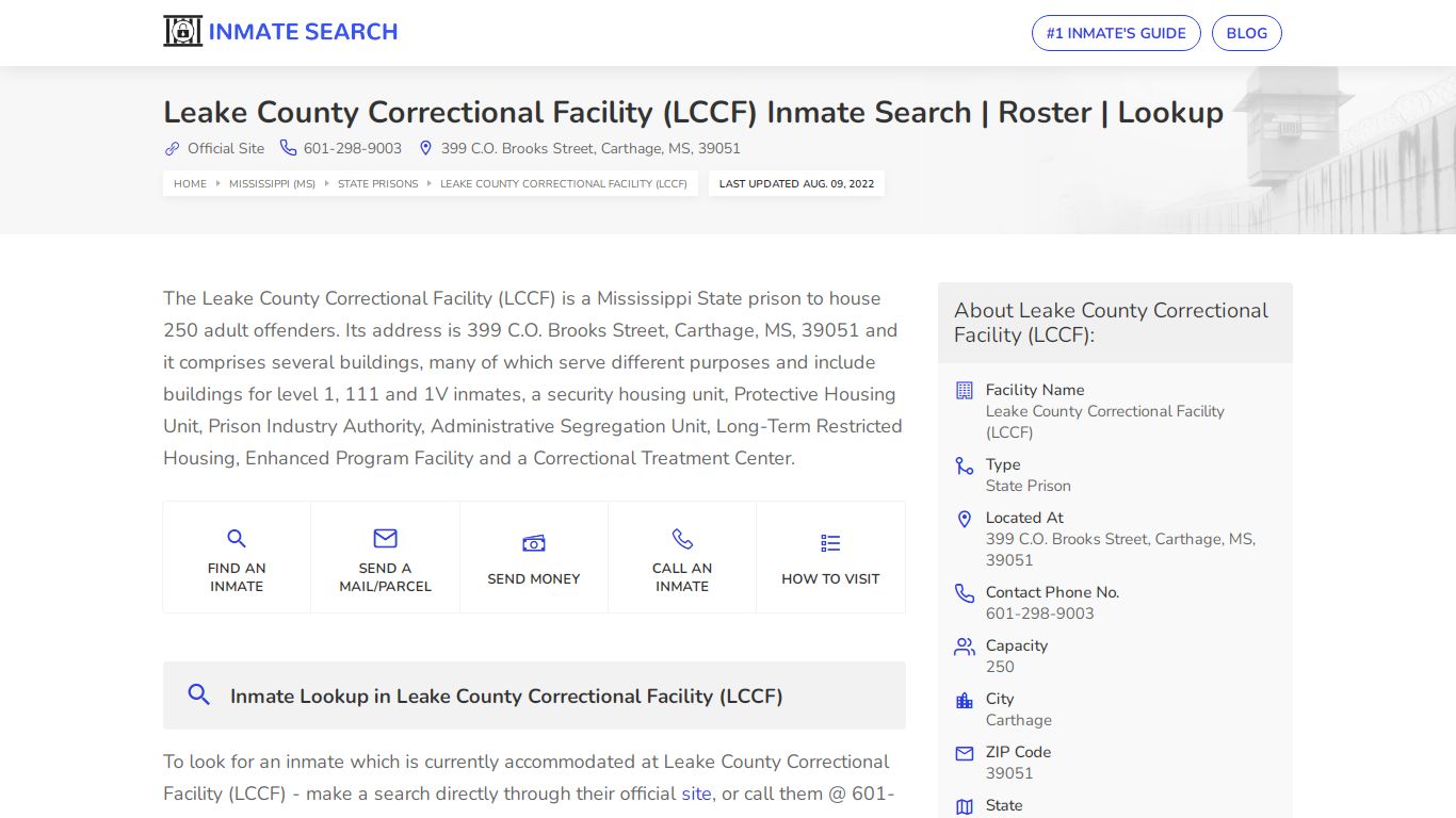 Leake County Correctional Facility (LCCF) Inmate Search ...